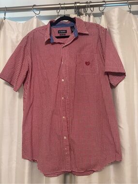 Chaps Easy Care red and white checked button down shirt. XL. Excellent shape!